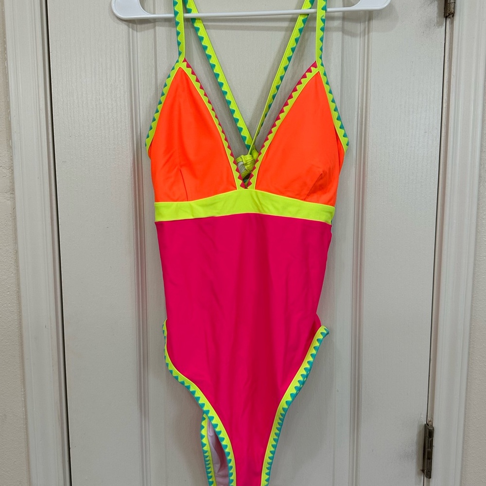 Ina Vibrant Pink and Orange One Piece Swimsuit